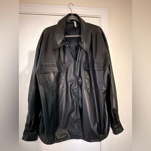 Fabletics Women’s Black Faux Leather Shirt Jacket